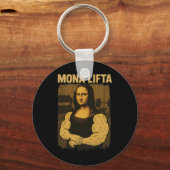 Mona Lifta Gym Workout Grappig Mona Lisa Fitness V Sleutelhanger (Voorkant)