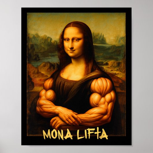 Mona Lifta Spier Mona Lisa Bodybuilder Gym en Art Poster (Voorkant)