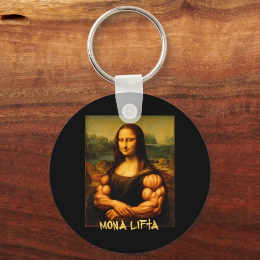 Mona Lifta Spier Mona Lisa Bodybuilder Gym en Art Sleutelhanger (Voorkant)