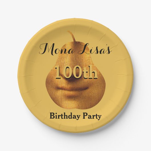 Mona Lisa 100th Birthday Party Paper Borden Papieren Bordje (Voorkant)