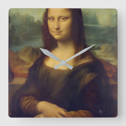 Mona Lisa Acryl Vierkante Wandklok (Voorkant)