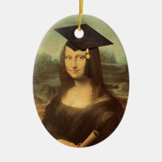 Mona Lisa Afstudeerhoed Keramisch Ornament (Voorkant)
