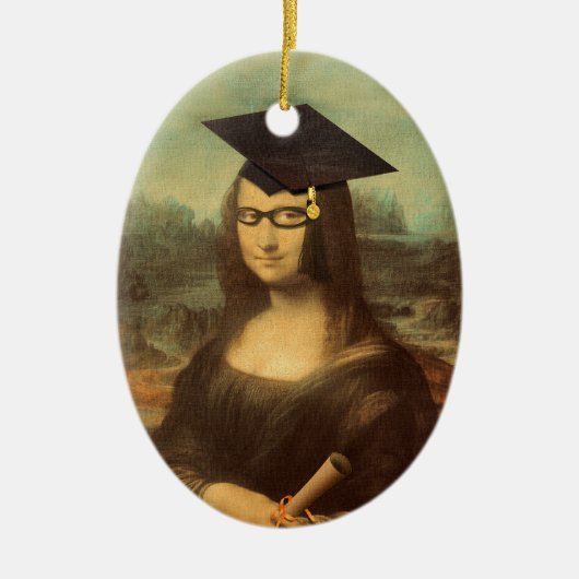 Mona Lisa Afstudeerhoed Keramisch Ornament (Voorkant)