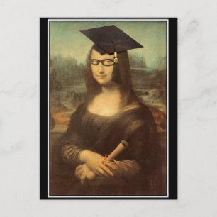 Mona Lisa Afstuderen Afstudeerder Pet Aankondigingskaart