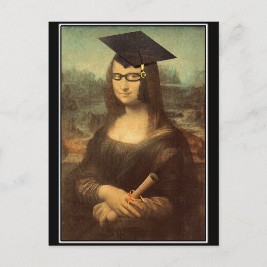 Mona Lisa Afstuderen Afstudeerder Pet Aankondigingskaart (Voorkant)