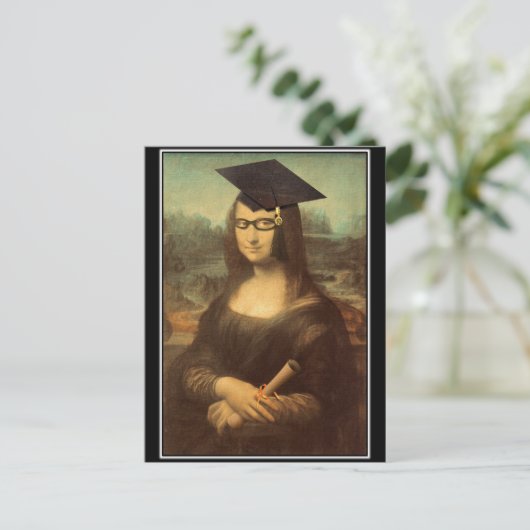 Mona Lisa Afstuderen Afstudeerder Pet Aankondigingskaart (Staand voorkant)