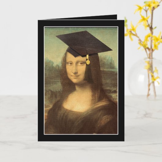Mona Lisa Afstuderen Afstudeerder Pet Kaart (Gele Bloem)