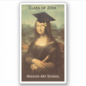 Mona Lisa Afstuderen Afstudeerder Pet Sticker (Voorkant)