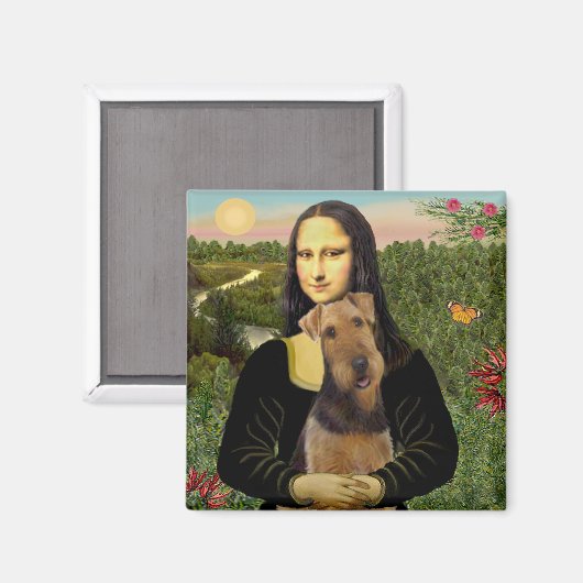 Mona Lisa - Airedale Terrier (#1) Magneet (Voorkant / Achterkant)