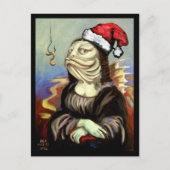 Mona Lisa als een vis in een Santa Hat Feestdagenkaart (Voorkant)