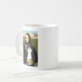 Mona Lisa - Am SH zwarte en witte kat Koffiemok (Voorkant links)