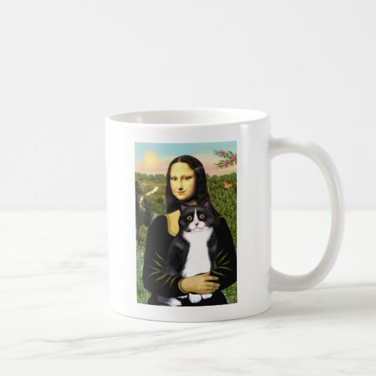 Mona Lisa - Am SH zwarte en witte kat Koffiemok (Rechts)