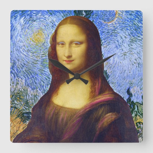 Mona Lisa and Van Gogh  Vierkante Klok (Voorkant)