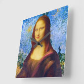 Mona Lisa and Van Gogh  Vierkante Klok (Hoek)