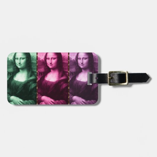Mona Lisa Animal Print Green Roze Paars Bagagelabel (Voorkant horizontaal)