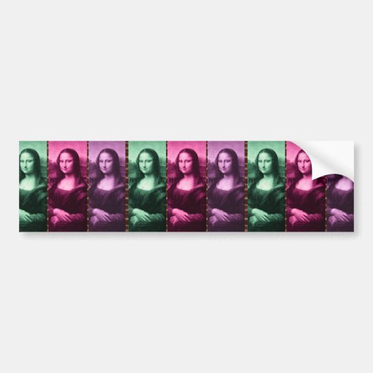 Mona Lisa Animal Print Green Roze Paars Bumpersticker (Voorkant)