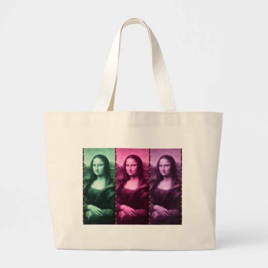 Mona Lisa Animal Print Green Roze Paars Grote Tote Bag (Voorkant)