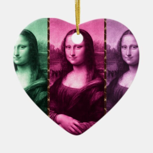 Mona Lisa Animal Print Green Roze Paars Keramisch Ornament (Voorkant)
