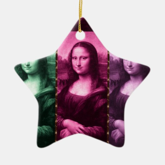 Mona Lisa Animal Print Green Roze Paars Keramisch Ornament (Voorkant)