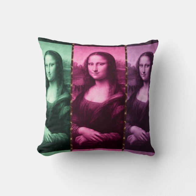 Mona Lisa Animal Print Green Roze Paars Kussen (Voorkant)