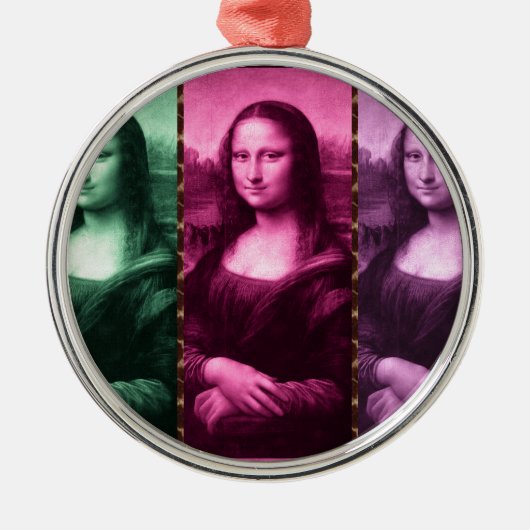 Mona Lisa Animal Print Green Roze Paars Metalen Ornament (Voorkant)