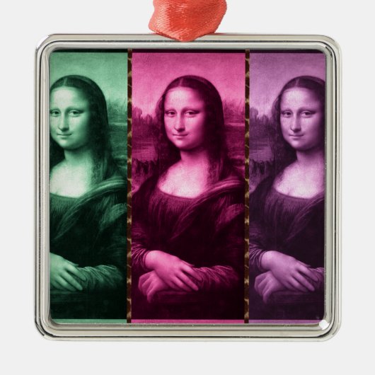 Mona Lisa Animal Print Green Roze Paars Metalen Ornament (Voorkant)