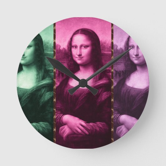 Mona Lisa Animal Print Green Roze Paars Ronde Klok (Voorkant)