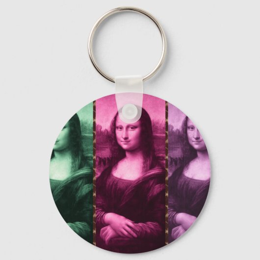 Mona Lisa Animal Print Green Roze Paars Sleutelhanger (Voorkant)