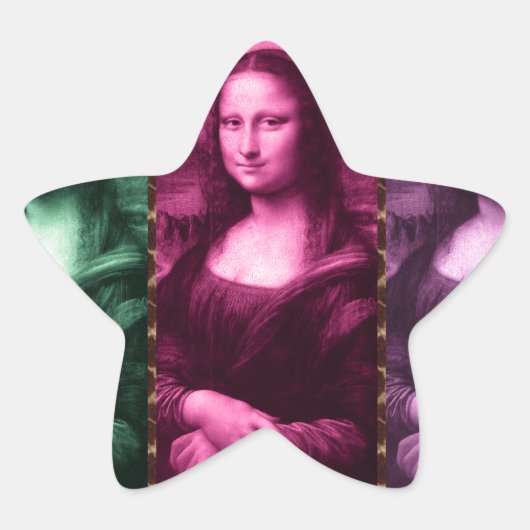 Mona Lisa Animal Print Green Roze Paars Ster Sticker (Voorkant)