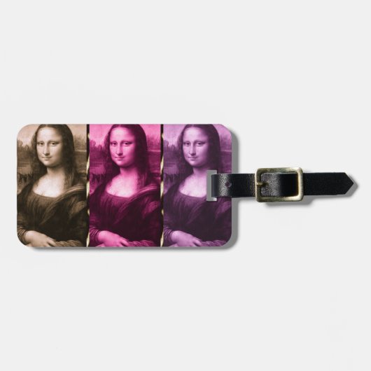 Mona Lisa Animal Print Paarse roze chocolade Bagagelabel (Voorkant horizontaal)