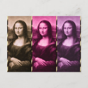 Mona Lisa Animal Print Paarse roze chocolade Briefkaart