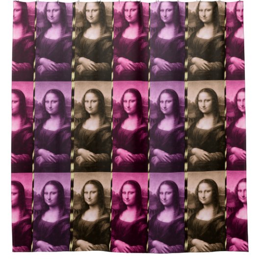 Mona Lisa Animal Print Paarse roze chocolade Douchegordijn (Voorkant)