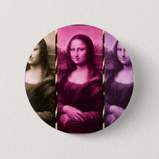 Mona Lisa Animal Print Paarse roze chocolade Ronde Button 5,7 Cm (Voorkant)