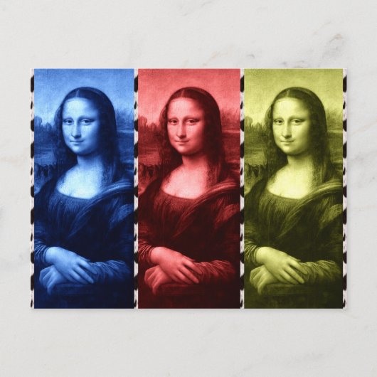 Mona Lisa Animal Print Primaire kleuren Briefkaart (Voorkant)