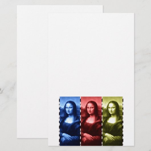 Mona Lisa Animal Print Primaire kleuren Briefpapier (Voorkant / Achterkant)