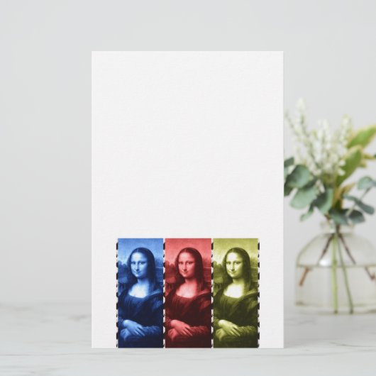 Mona Lisa Animal Print Primaire kleuren Briefpapier (Staand voorkant)