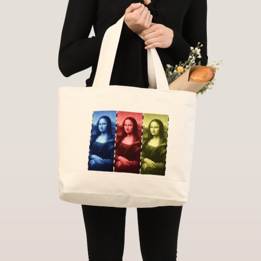 Mona Lisa Animal Print Primaire kleuren Grote Tote Bag (Voorkant (product))