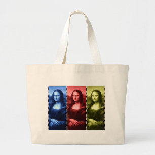 Mona Lisa Animal Print Primaire kleuren Grote Tote Bag