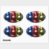 Mona Lisa Animal Print Primaire kleuren Ovale Sticker (Vel)