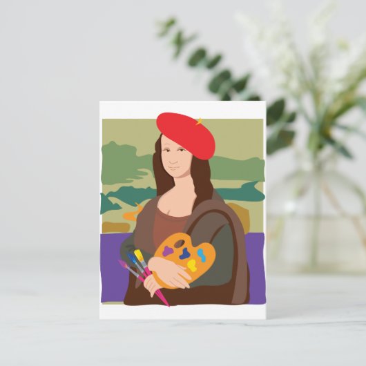 Mona Lisa Artist Briefkaart (Staand voorkant)