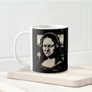 Mona Lisa Bass Gezicht Grappige Muziek Liefhebbers Koffiemok