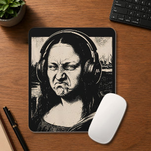 Mona Lisa Bass Gezicht Grappige Muziek Liefhebbers Muismat