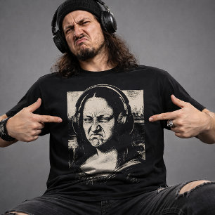 Mona Lisa Bass Gezicht Grappige Muziek Liefhebbers T-shirt