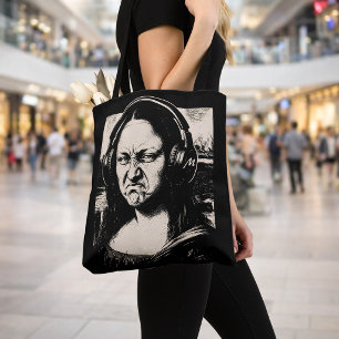 Mona Lisa Bass Gezicht Grappige Muziek Liefhebbers Tote Bag