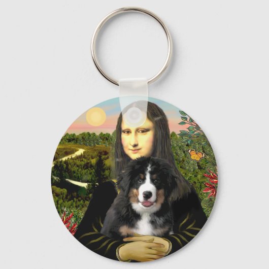 Mona Lisa - Bernese Mt Dog Puppy Sleutelhanger (Voorkant)