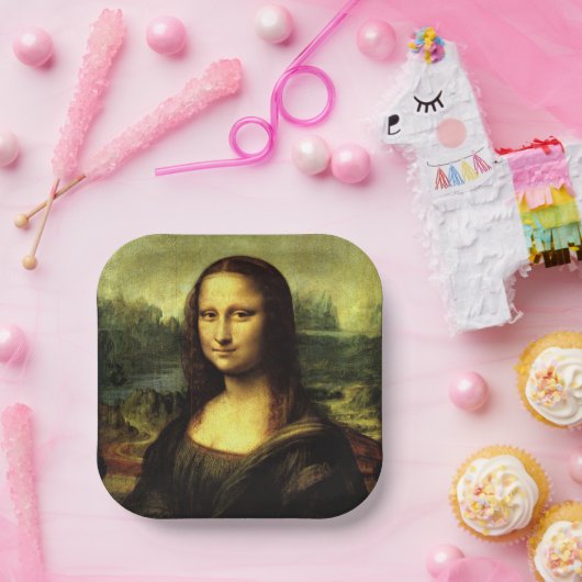 Mona Lisa, beroemd schilderij, Papieren Bordje (Feest)
