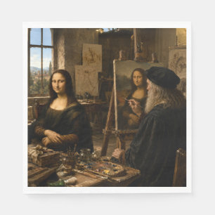 Mona Lisa bezoekt Leonardo Da Vinci's Studio nr. 2 Servet