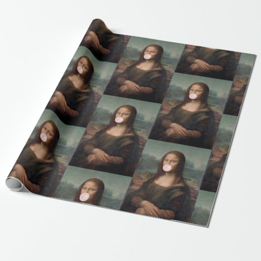 Mona Lisa Bgloeiroze Bubble gom Cadeaupapier (Uitgerold)