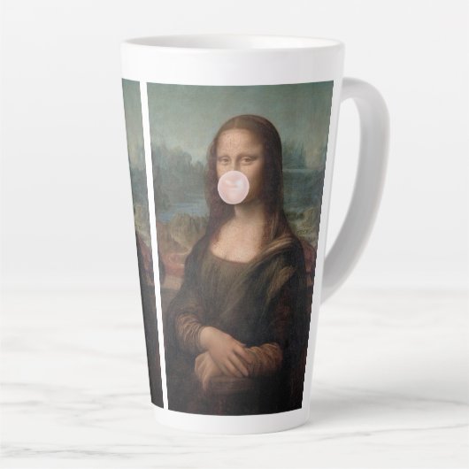Mona Lisa Bgloeiroze Bubble gom Latte Mok (Rechterhoek)