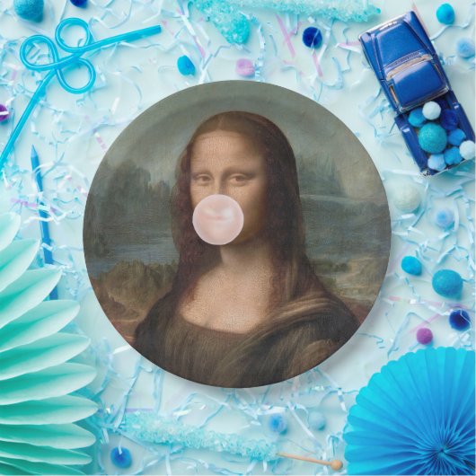 Mona Lisa Bgloeiroze Bubble gom Papieren Bordje (Feest)